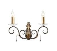 Elegant Twin Wall Light Sconce With Handmade Glass Droplets In Bronze Gold Finish