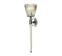 Loops Twin Wall Light Sconce IP44 Ribbed Glass Integral LED Polished Chrome G9 3.5W in Clear Loops Clear