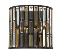 Elegant Twin Wall Light With Amber Pearl And Crystal In Vintage Bronze Finish