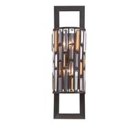 Elegant Twin Wall Light With Amber Pearl & Crystal In Vintage Bronze Finish