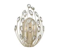 Elegant Twin Wall Light With Clear Crystal And Silver Leaf Finish
