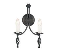 Elegant Twin Wall Light With Handcrafted Flower Design And Black Finish