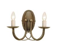 Elegant Twin Wall Light With White Candle Tubes And Looped Metal Drapes In Black And Gold