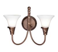 Twin Wall Light Ribbon Feature White Glass Shades Copper Patina LED E14 60W