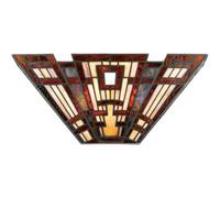 Elegant Twin Wall Uplight With Tiffany Style Glass Shade In Valiant Bronze Finish