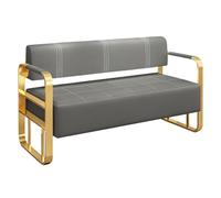 Elegant TwoSeater Waiting Room Sofa Chairs Stainless Steel Frame PU & Foam Comfort Ideal for Reception Areas Living Rooms & Office Lounges (Grey 150x55x73cm)