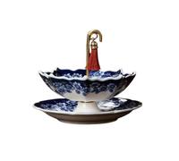 Elegant Umbrella Shaped Porcelain Tea Strainer, Decorative Tea Filter for Loose Leaf Tea,Chinese Blue and White Porcelain Rotary Tea Filter,Suitable for Brewing Coffee (Blue)