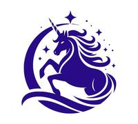 Elegant Unicorn Silhouette Leaping Inside a Crescent Moon with Sparkles a Magical Fantasy Emblem Wall Decals 67.2x73.4cm Window Decals DarkBlue