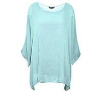 Elegant Vaps New Ladies Womens Italian Plain Loose Fit Batwing Lagenlook Kimono Top Plus Size (20, Aqua)