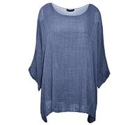 Elegant Vaps New Ladies Womens Italian Plain Loose Fit Batwing Lagenlook Kimono Top Plus Size (20, Denim)