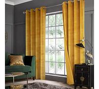 Elegant Velvet Blackout Curtains for Large Windows, 2 Panels, Yellow, 140x225cm - Stylish Drapes for Indoor Room Decor, Soft and Luxurious, Perfect for Bedrooms