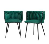 Elegant Velvet Dining Chairs Set of 2 - Luxury Handwoven Design with Sturdy Black Metal Legs for Dining Room Living Room or Bedroom Decor