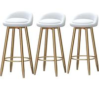 Elegant Velvet Upholstered Bar Stools with Backrest Metal Legs - Perfect for Home Kitchen & Bar 75cm Height Stylish White Design