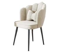 Elegant Velvet Vanity Chair for Bedroom & Dining Soft Padded Seat with NonSlip Metal Legs Stylish Dressing Table ChairWhite Color Black Legs