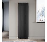 ELEGANT Vertical Radiator Black Oval Column Single Panel 1800x490mm Modern Central Heating