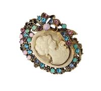 Elegant Vintage Cameo Brooch Pin Set With Antiqued Gold Finish Sparkly Alloy Cameo Lapel For Women Jewelry Luxury Vintage Set