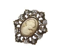 Elegant Vintage Cameo Brooch Pin Set With Antiqued Gold Finish Sparkly Alloy Cameo Lapel For Women Jewelry Luxury Vintage Set