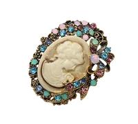 Elegant Vintage Cameo Brooch Pin Set With Antiqued Gold Finish Sparkly Alloy Cameo Lapel Pin For Women Jewelry Luxury Vintage Set