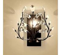 Elegant Vintage Crystal Wall Sconce - Creative Metal Flower Design, LED Compatible E14 Indoor Light Fixture for Living Room, Bedroom, Hallway Decor - Unique Applique Murale