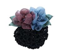 Elegant Vintage Flower Hair Bun Holder Cover, Hair Barrette Pocket Ribbon Mesh Hairnet Headdress