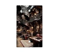 Elegant Vintage Library Light Switch Cover Plates/Outlet Covers, Dark Wood Interior Design for Home Decor, Functional Wall Plates, Standard Size Blank Cover Plate