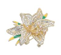 Elegant Vintage Lilies Brooches Beautiful Flower Decorated Brooch Adornment Strudy Alloy Lapel Pin Charm Artistic Brooch Charm