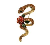 Elegant Vintage Snake Brooches Beautiful Flower Decorated Brooch Adornment Strudy Alloy Lapel Pin Charm Oriental Brooch