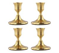 Elegant Vintage Taper Candle Holders, Iron Candlestick Set for Wedding Dining Table Decor, Copper and Chrome Centre Pieces, Mantel Display Stands for Home Party Reception Ornaments(4-pack Copper)