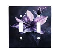 Elegant Violet Floral Light Switch Cover Plate, Violet Bloom Design for Home Décor, Thermoplastic Wall Plate, Standard Size Double Toggle