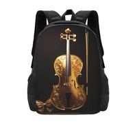 Elegant Violin Backpack Unisex 15.6 Inch Laptop Black Oxford Daypack