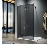 ELEGANT Walk in Shower Enclosure 8mm Dark Grey Glass Cubicles 1000mm | Easy Clean Safety Glass, Wet Room Shower Screen, Bath Screen, 304 StainlessSteel Support Bar, Easy to Install