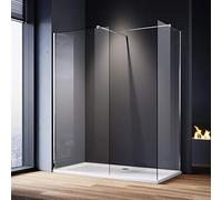 ELEGANT Walk in Shower Enclosure Wet Room Shower Screen Panel 1900 Height 8mm Easy Clean Glass with Support Bar 1100x700mm