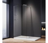 ELEGANT Walk in Shower Enclosure with Two Shelves Tempered Glass for Shower Cubicles Wet Room Shower Screen Bath 700mm
