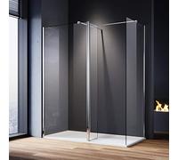 ELEGANT Walk in Shower Screen 8mm Easy Clean Glass Wet Room Screen Panel Shower Enclosure 1900mm Height 900+800mm with 300mm Return Panel