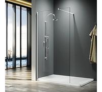 ELEGANT Walk in Shower Screen Bath Panels 8mm Easy Clean Glass 1200mm | Wet Room Shower Screens for Bathroom, Shower Enclousre, 304 StainlessSteel Support Bar, Easy to Install