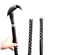 Elegant Walking Stick with Black Raven Crow Head Handle, Spiral Cane with Rubber Tip - Brass-Finished for Men-Women-Old People Beautiful Hand Carved Design Wooden Walking Stick Cane/Wood Shaft Cane