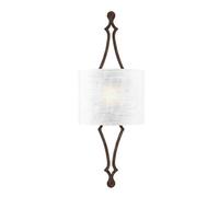 Elegant Wall Light With Hidden Lamp And White Linen Shade In Distressed Gold Leaf Finish