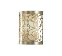 Elegant Wall Light With Laser Cut Scrolls And Ivory Linen Shade