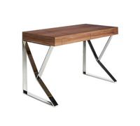 Angel Cerda Walnut Veneer Desk with Chrome-Plated Steel Legs in Brown Angel Cerda Brown