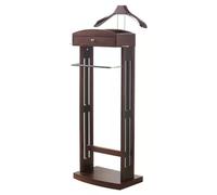 Elegant Walnut Wood Valet Stand - Multifunctional Freestanding Suit Rack with Drawer Tie Hangers & Storage - Perfect for Home Office Hotel & Upscale Clubs