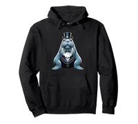 Elegant Walrus with Top Hat Illustration Pullover Hoodie