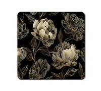 Elegant Washer Dryer Top Protector Mat, Black Gold Floral Washing Machine Top Cover, Modern Rubber Anti-slip Waterproof Washer And Dryer Mats for Laundry Room 24x24 Inch