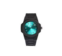 Elegant Watch for Women and Men with Polycarbonate Case 40.5 x 8.8 mm, Aquamarine Dial with Rainbow Crystals, Black Strap and Japanese Quartz Movement - Waterproof 5 ATM and Lightweight