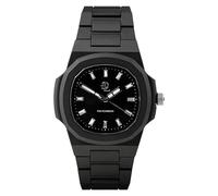 Elegant Watch for Women and Men with Polycarbonate Case 40.5 x 8.8 mm, Black Dial with Crystals, Black Strap and Japanese Quartz Movement - Waterproof 5 ATM, Lightweight and Durable