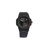 Elegant Watch for Women and Men with Polycarbonate Case 40.5 x 8.8 mm, Black Dial with Rainbow Crystals, Black Strap and Japanese Quartz Movement - Waterproof 5 ATM and Lightweight