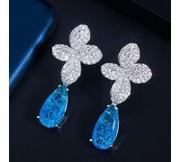 Elegant Water Drop Broken Ice Cubic Zirconia Stone Rose Color Long Dangle Earrings For Women Party