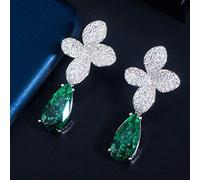 Elegant Water Drop Broken Ice Cubic Zirconia Stone Rose Color Long Dangle Earrings For Women Party