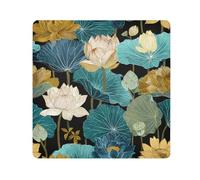 elegant water-lilies blue retro Magic Sticker Toiletries Pouchs Cloth Portable Makeup Organizer Wrap Camera Lens Cloth Wrapper For Toiletries Size 21.7x21.7in