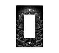 Elegant Water Lily Light Switch Cover Plates/Outlet Covers, Monochrome Black Floral Design for Home Decor, Thermoplastic Wall Plates, Standard Size Single Rocker