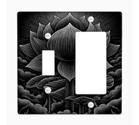 Elegant Water Lily Light Switch Cover Plates/Outlet Covers, Monochrome Black Floral Design for Home Decor, Thermoplastic Wall Plates, Standard Size Toggle Rocker